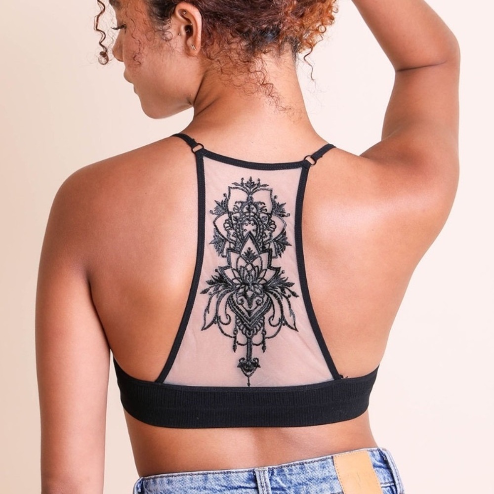 Black Lace-Back Bralette - Women's Intimates